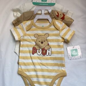 Disney Pooh Yellow and White Striped Bodysuit Set